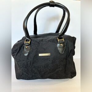 Vintage Black jacquard weekender or duffel bag by Laura Ashley EUC